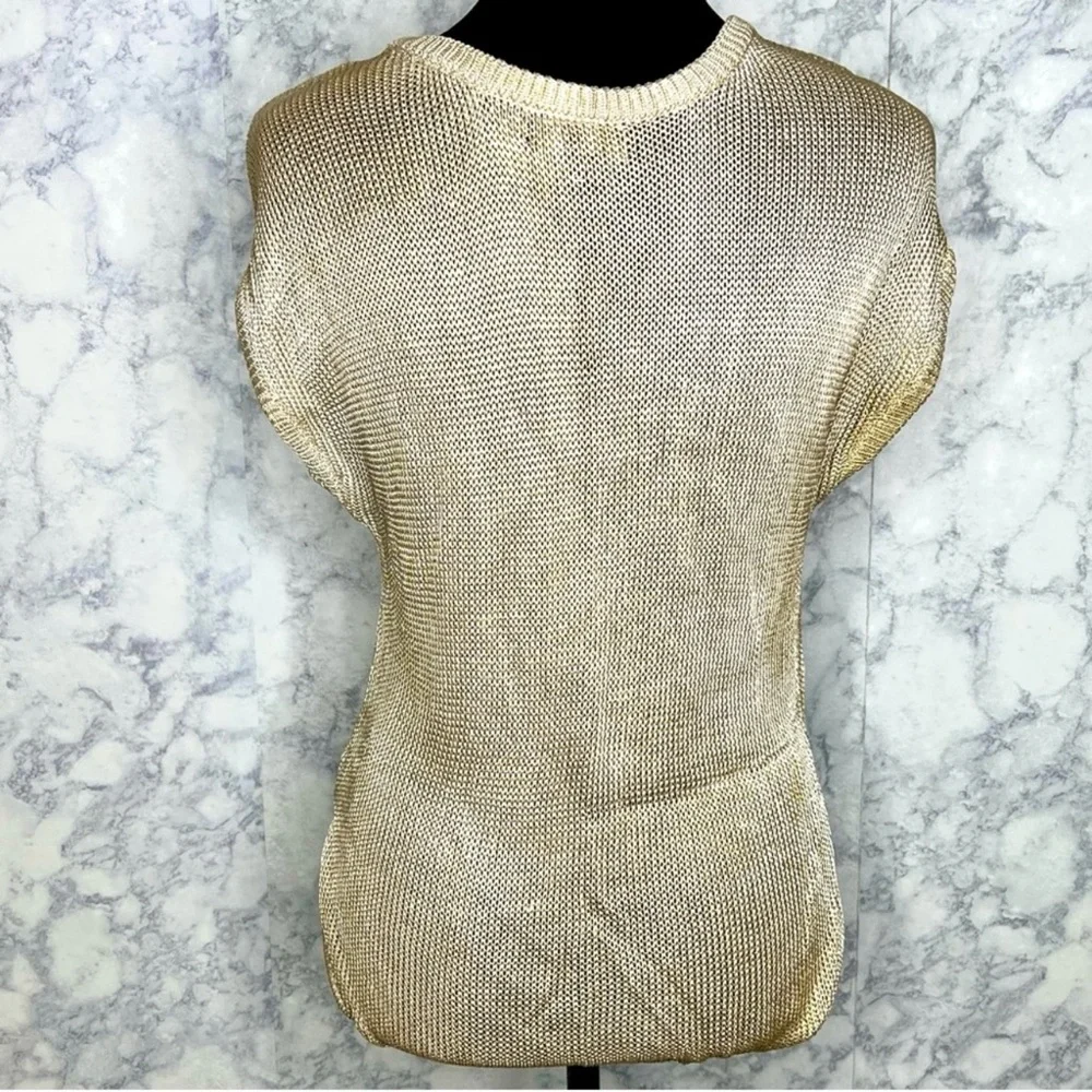 Jessica Simpson Gold Metallic Knit Top Women’s Small Y2K Shimmer Blouse